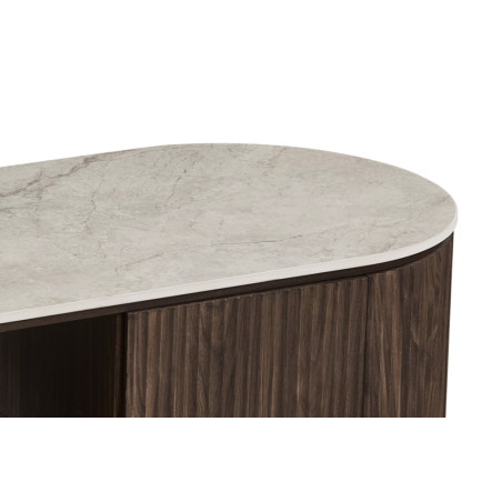 Meuble TV 160 cm VALDORA avec plateau en pierre frittée