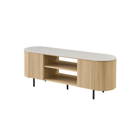 Meuble TV 160 cm VALDORA avec plateau en pierre frittée