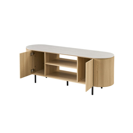 Meuble TV 160 cm VALDORA avec plateau en pierre frittée