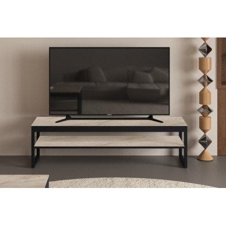 Meuble TV 160 cm AZURINE plateau en pierre frittée