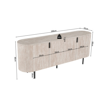 Bahut 200 cm SOLENZO, plusieurs coloris