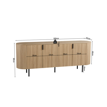 Bahut 200 cm SOLENZO, plusieurs coloris