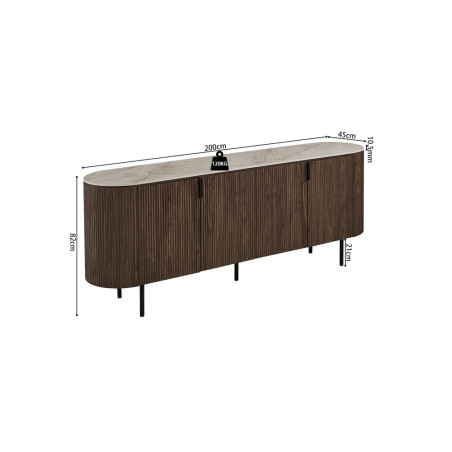 Bahut 200 cm VALDORA plateau en pierre frittée