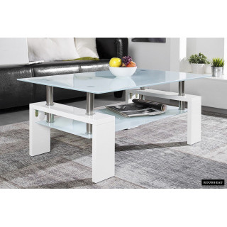 Table basse 100 x 60 cm AMANDINE plateau en verre