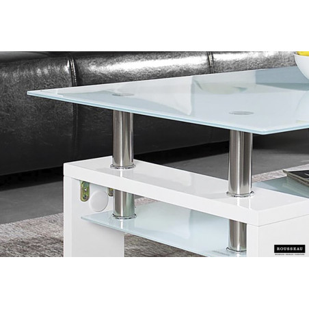 Table basse 100 x 60 cm AMANDINE plateau en verre