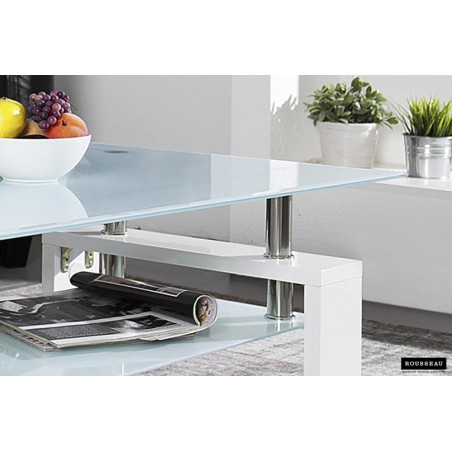 Table basse 100 x 60 cm AMANDINE plateau en verre