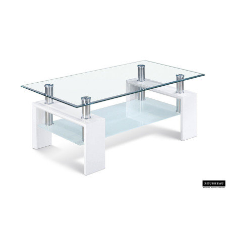 Table basse 100 x 60 cm AMANDINE plateau en verre