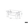 Table basse 100 x 60 cm AMANDINE plateau en verre