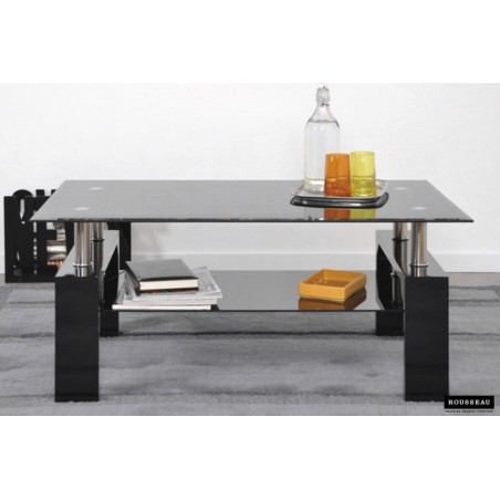 Table basse 100 x 60 cm AMANDINE plateau en verre