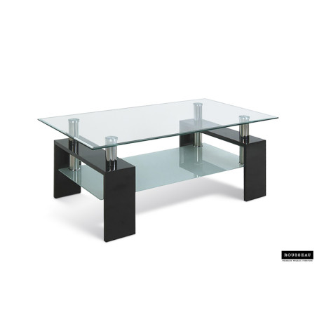 Table basse 100 x 60 cm AMANDINE plateau en verre