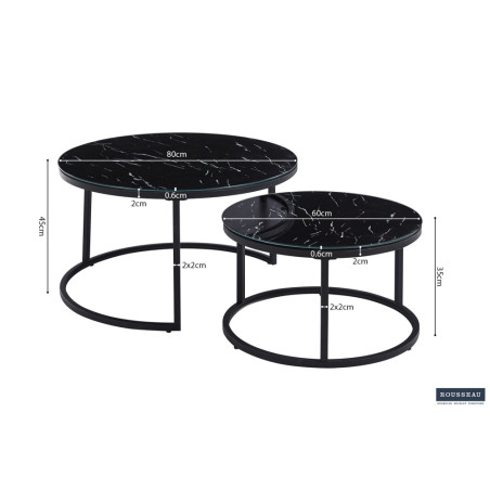 Table basse 80-60 x 80-60 cm BALTIC plateau en verre