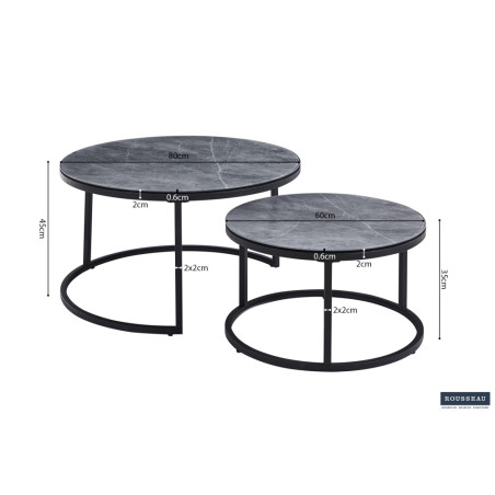 Table basse 80-60 x 80-60 cm BALTIC plateau en verre
