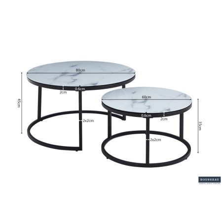 Table basse 80-60 x 80-60 cm BALTIC plateau en verre