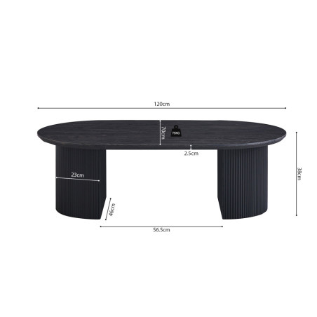 Table basse ovale 120 cm SOLENZO, plusieurs coloris