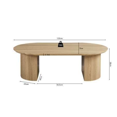 Table basse ovale 120 cm SOLENZO, plusieurs coloris