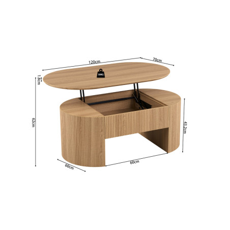 Table basse 120 cm SOLENZO, plusieurs coloris