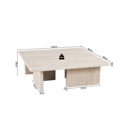 Table basse 120 x 120 cm ARGILE, plusieurs coloris