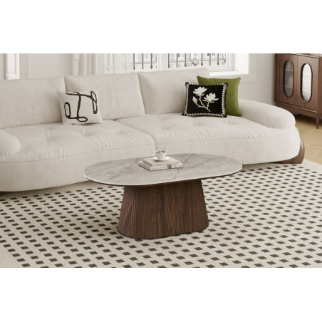Table basse 120 cm VALDORA plateau en pierre frittée
