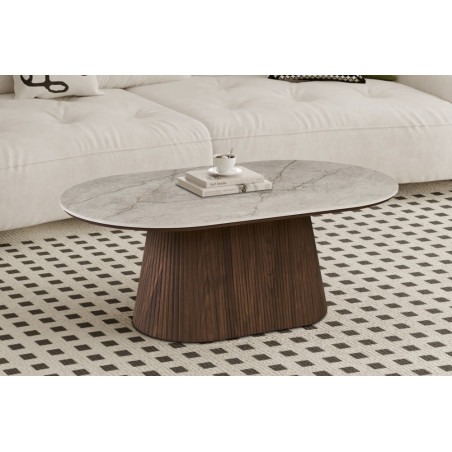 Table basse 120 cm VALDORA plateau en pierre frittée