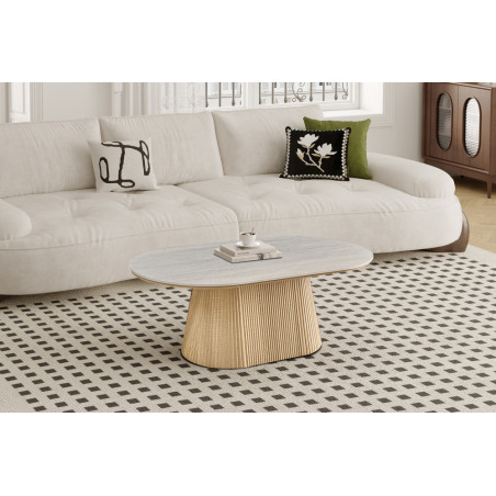 Table basse 120 cm VALDORA plateau en pierre frittée