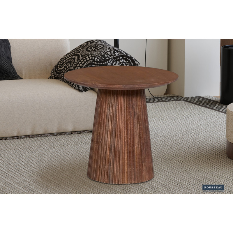 Table basse ronde MANGALA en manguier massif