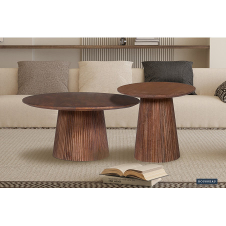 Table basse ronde MANGALA en manguier massif