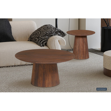 Table basse ronde MANGALA en manguier massif