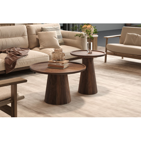 Table basse ronde JUJUBE en manguier massif