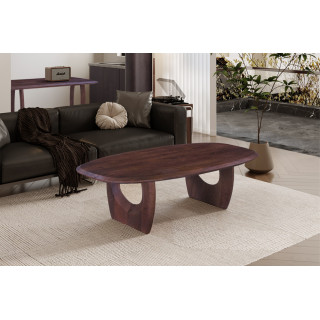 Table basse ovale 130 x 70 cm BRUYERE en manguier massif
