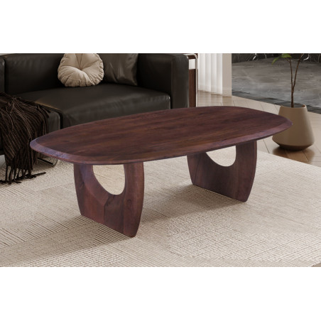 Table basse ovale 130 x 70 cm BRUYERE en manguier massif