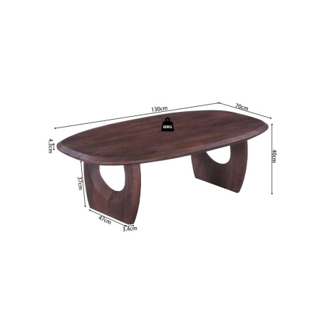 Table basse ovale 130 x 70 cm BRUYERE en manguier massif