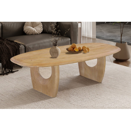 Table basse ovale 130 x 70 cm BRUYERE en manguier massif