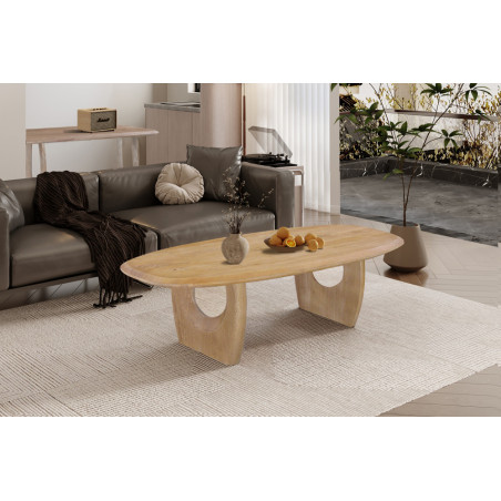 Table basse ovale 130 x 70 cm BRUYERE en manguier massif