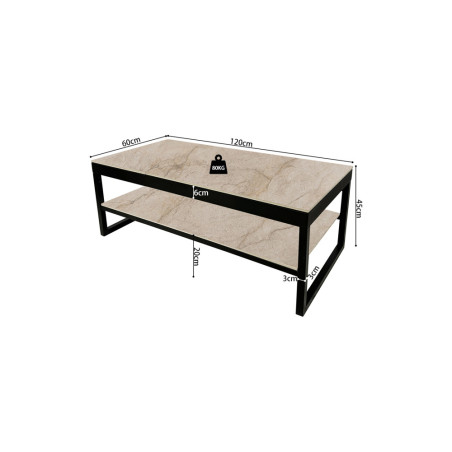 Table basse 120 x 60 cm AZURINE plateau en pierre frittée