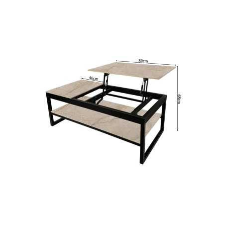 Table basse 120 x 60 cm AZURINE plateau en pierre frittée