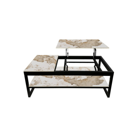 Table basse 120 x 60 cm AZURINE plateau en pierre frittée