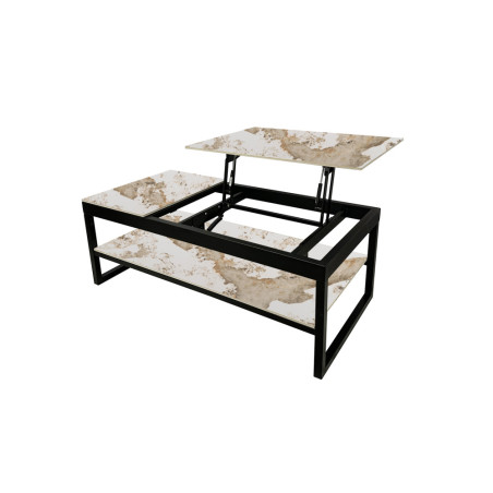 Table basse 120 x 60 cm AZURINE plateau en pierre frittée