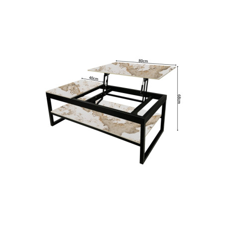 Table basse 120 x 60 cm AZURINE plateau en pierre frittée