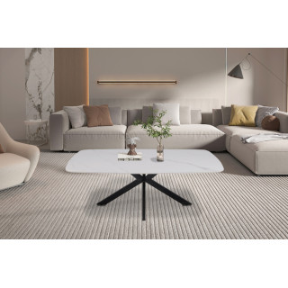 Table basse ovale 130 cm ALBATRE plateau en pierre frittée