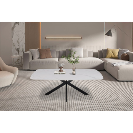 Table basse ovale 130 cm ALBATRE plateau en pierre frittée