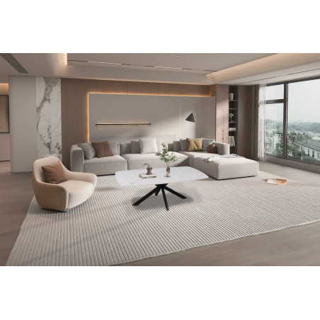 Table basse ovale 130 cm ALBATRE plateau en pierre frittée