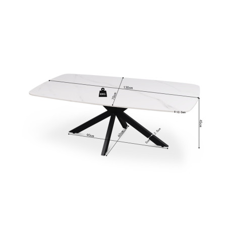 Table basse ovale 130 cm ALBATRE plateau en pierre frittée
