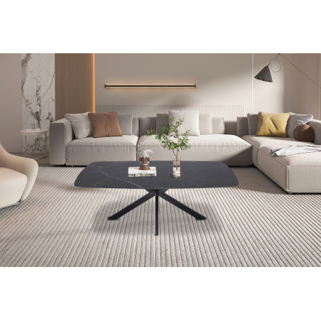 Table basse ovale 130 cm ALBATRE plateau en pierre frittée