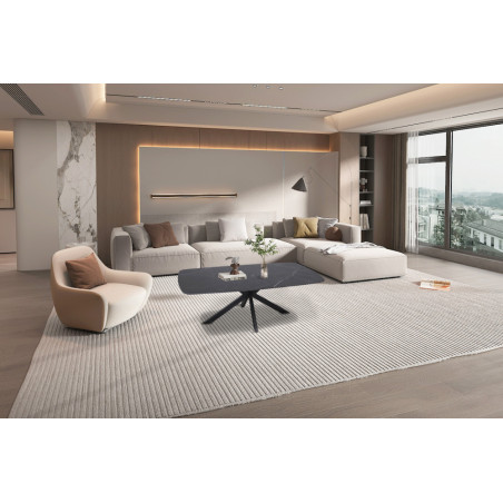 Table basse ovale 130 cm ALBATRE plateau en pierre frittée
