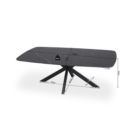 Table basse ovale 130 cm ALBATRE plateau en pierre frittée