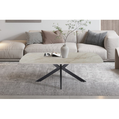 Table basse ovale 130 cm ALBATRE plateau en pierre frittée