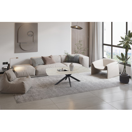 Table basse ovale 130 cm ALBATRE plateau en pierre frittée