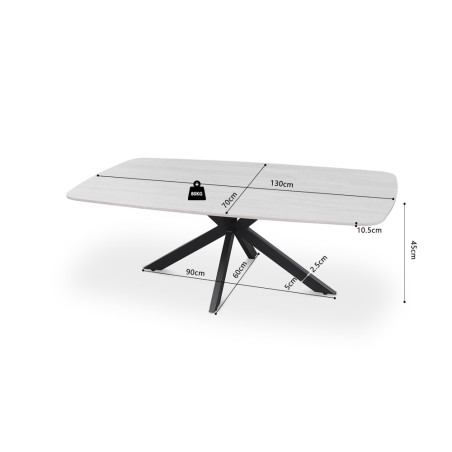Table basse ovale 130 cm ALBATRE plateau en pierre frittée