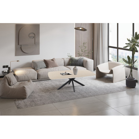 Table basse ovale 130 cm ALBATRE plateau en pierre frittée