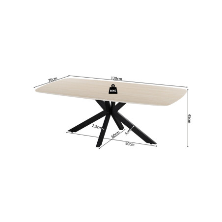 Table basse ovale 130 cm ALBATRE plateau en pierre frittée